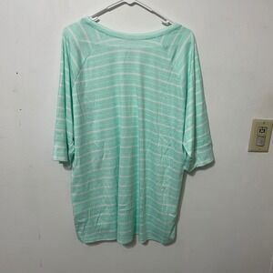 Cuddl Duds Womens 2X Pajama Set Mint Green White Striped Top Pants Loungewear